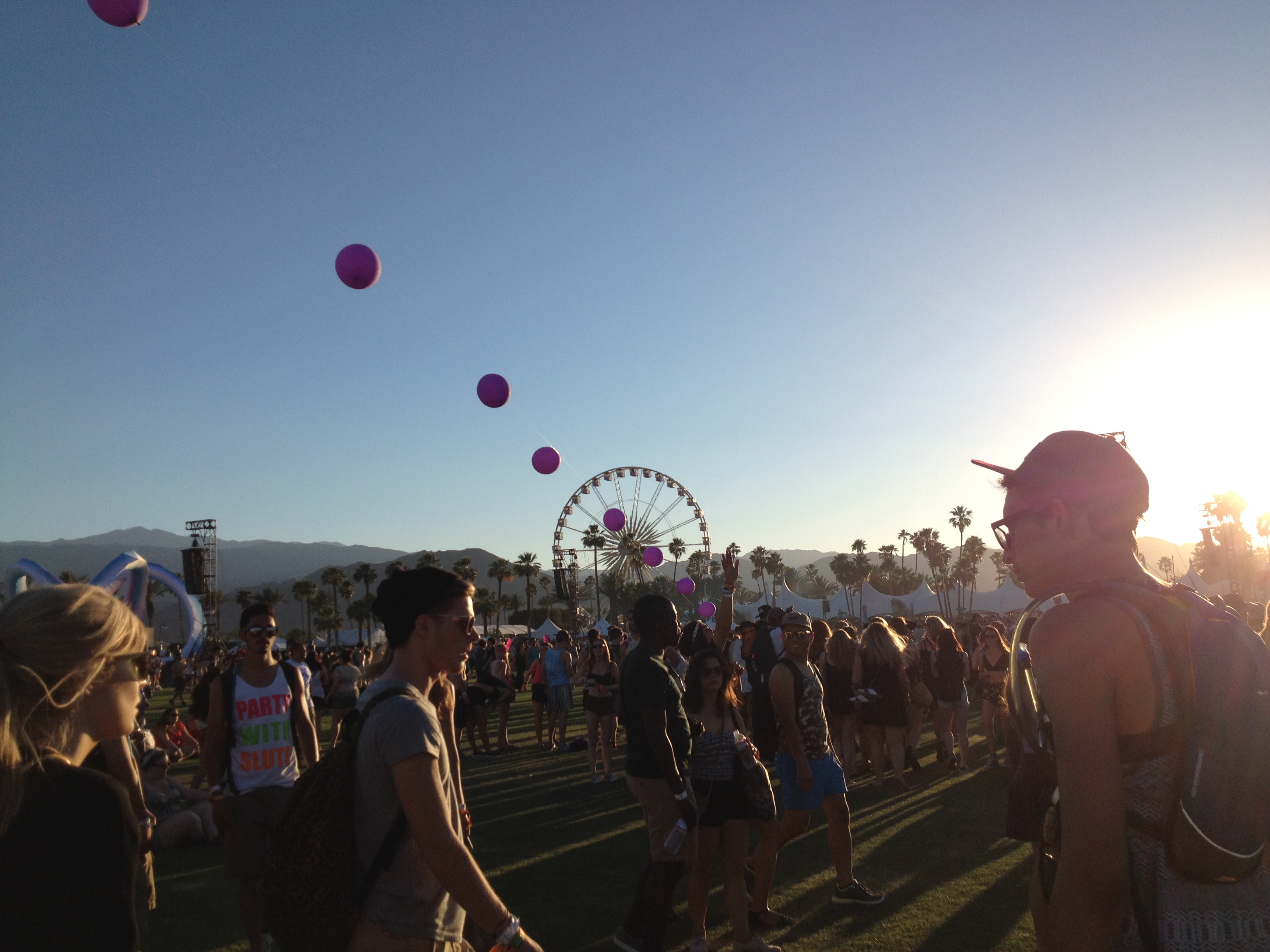 coachella, balloons, sunset